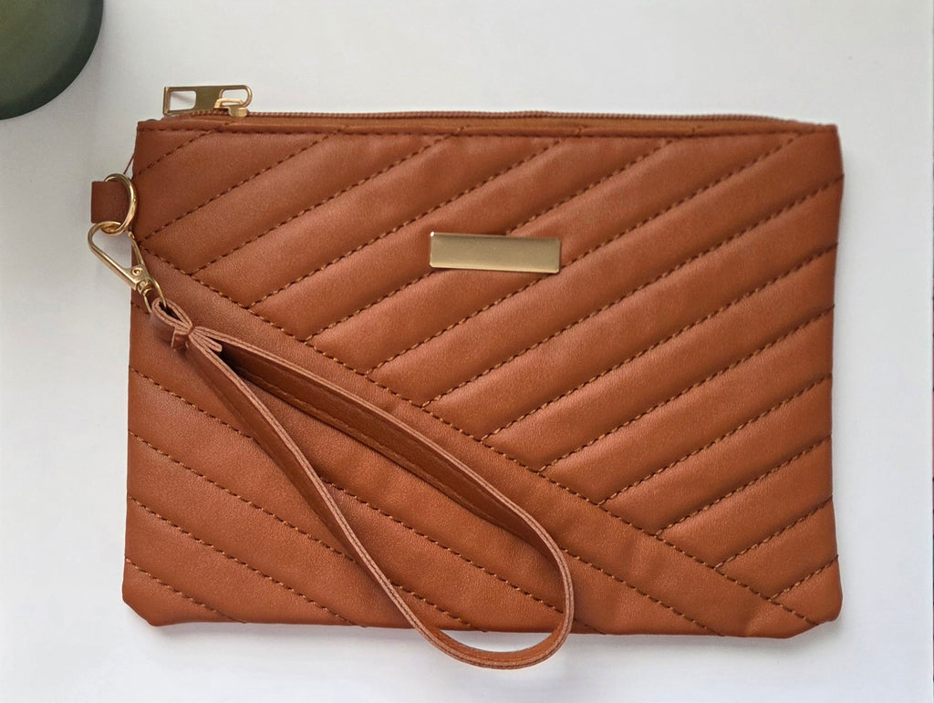 Quilted Wristlet Zipper Pouch